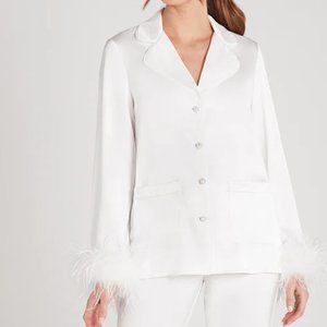 Nadine Merabi Darcie feather bridal pajamas!